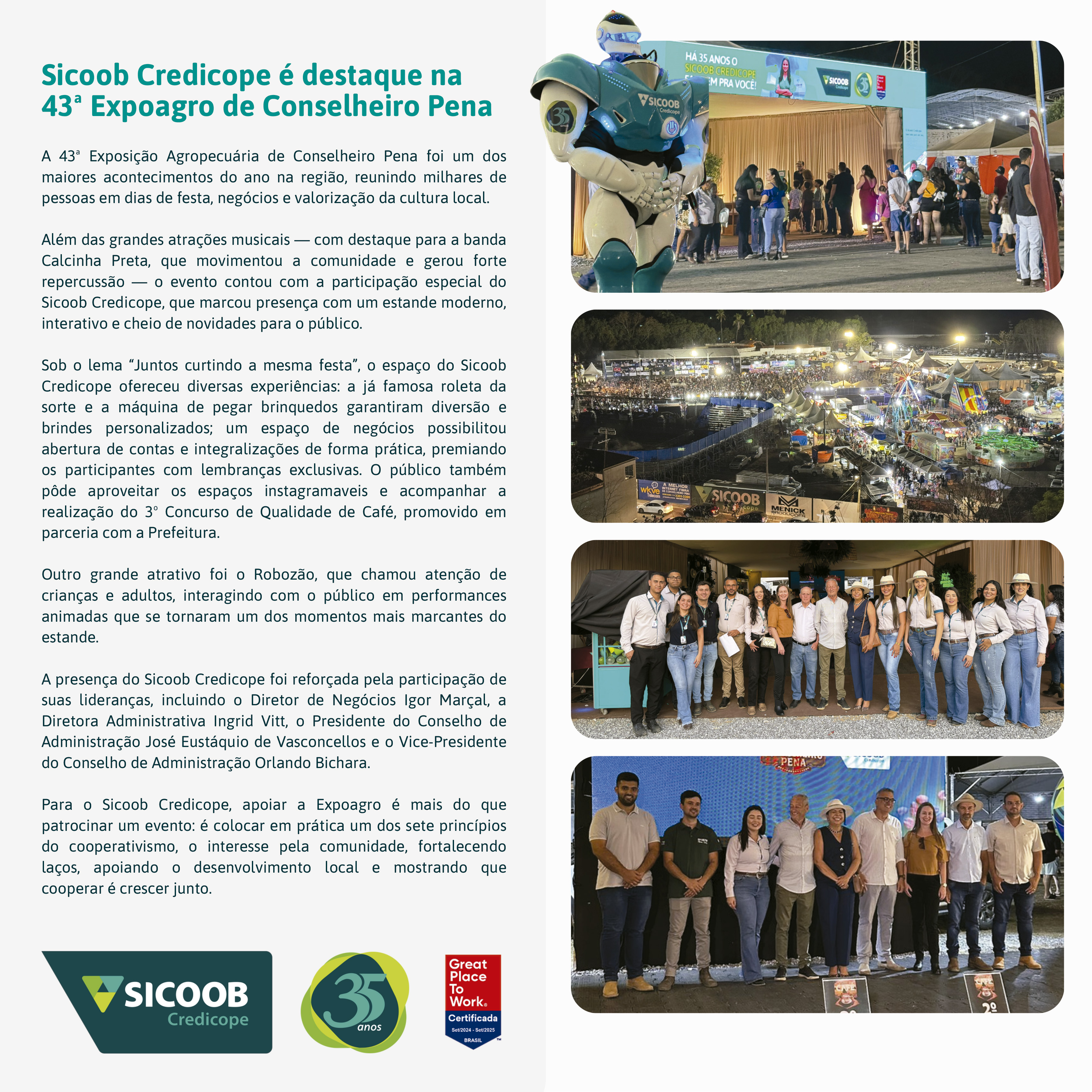 SICOOB CREDICOPE É DESTAQUE NA 43.ª EXPOAGRO DE CONSELHEIRO PENA