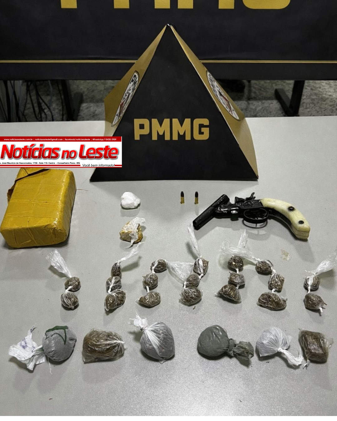 SUSPEITO FOGE AO AVISTAR A POLÍCIA E DROGAS E ARMA SÃO APREENDIDAS NO CENTRO