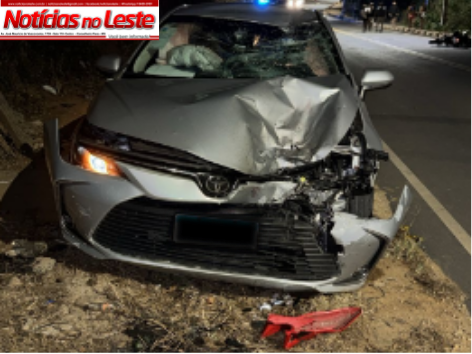 COLISÃO FRONTAL ENTRE CARRO E MOTOCICLETA TERMINA EM MORTE.