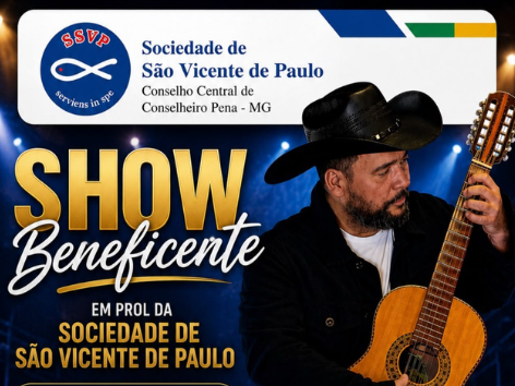 SHOW BENEFICENTE VAI ARRECADAR RECURSOS PARA A COMUNIDADE SÃO VICENTE DE PAULO.
