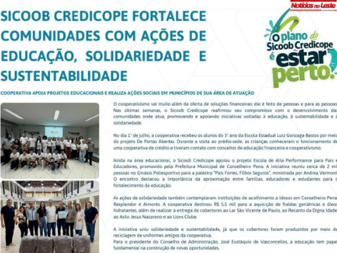 SICOOB CREDICOPE FORTALECE COMUNIDADE COM AÇÕES DE EDUCAÇÃO, SOLIDARIEDADE E SUSTENTABILIDADE.