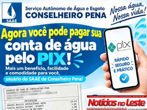 SAAE INFORMA: AGORA VOCÊ PODE PAGAR SUA CONTA DE ÁGUA PELO PIX.