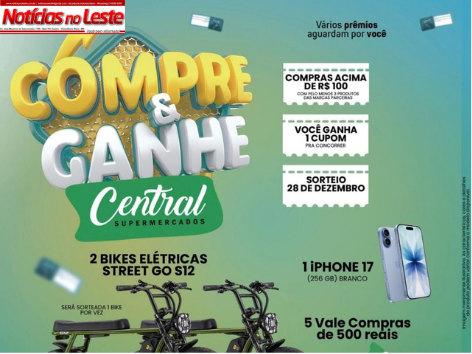 COMPRE E CONCORRA A PRÊMIOS INCRÍVEIS NO CENTRAL SUPERMERCADOS.